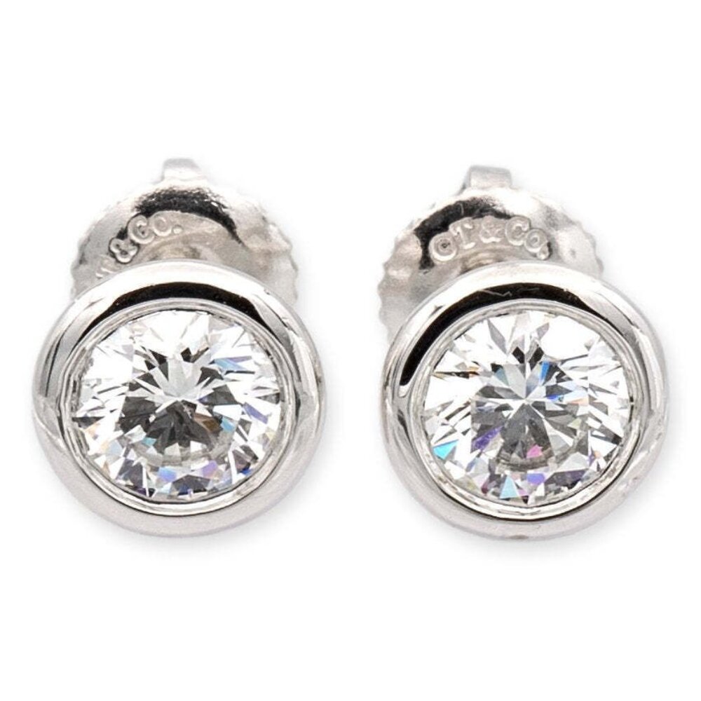 7,800 Tiffany & Co Platinum Diamond Stud Elsa Peretti Yard Bezel 0.56ct F VS1